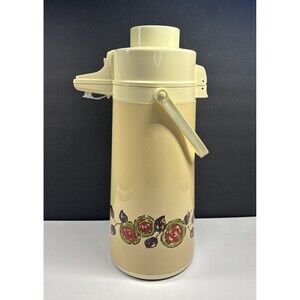 Vintage King Carafe Air Pot Pump Vacuum Dispenser Hot Cold Coffee Floral Tested